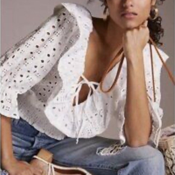Anthropologie /Porridge Womens Top, White Eyelet Lace, size small - Picture 2 of 9